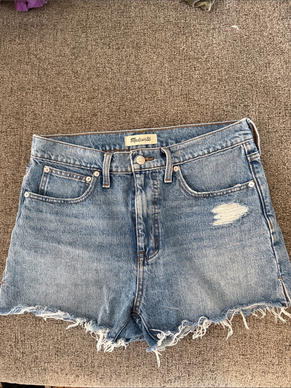 Madewell Distressed High-Rise Denim Shorts